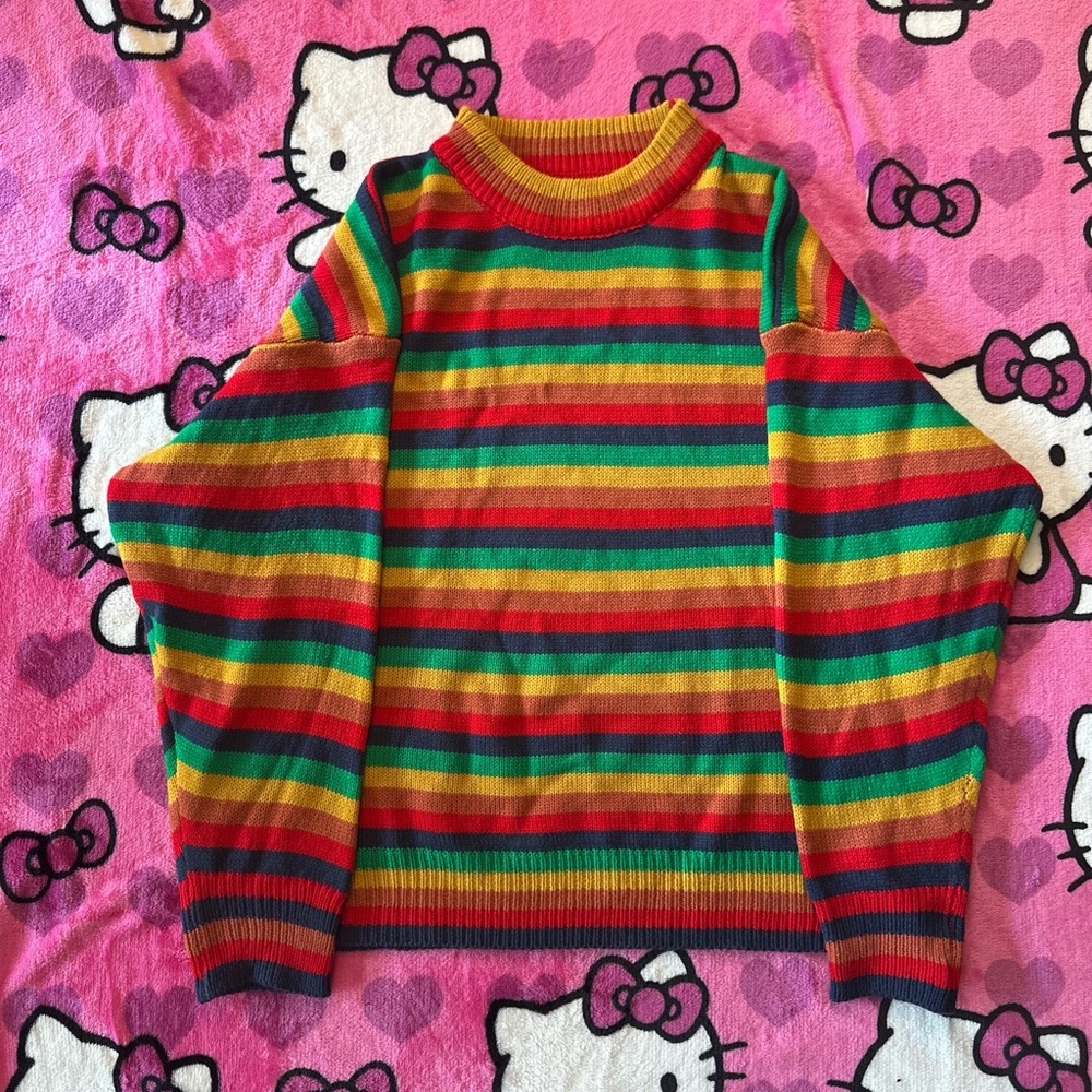Rainbow Knitted Striped Sweater